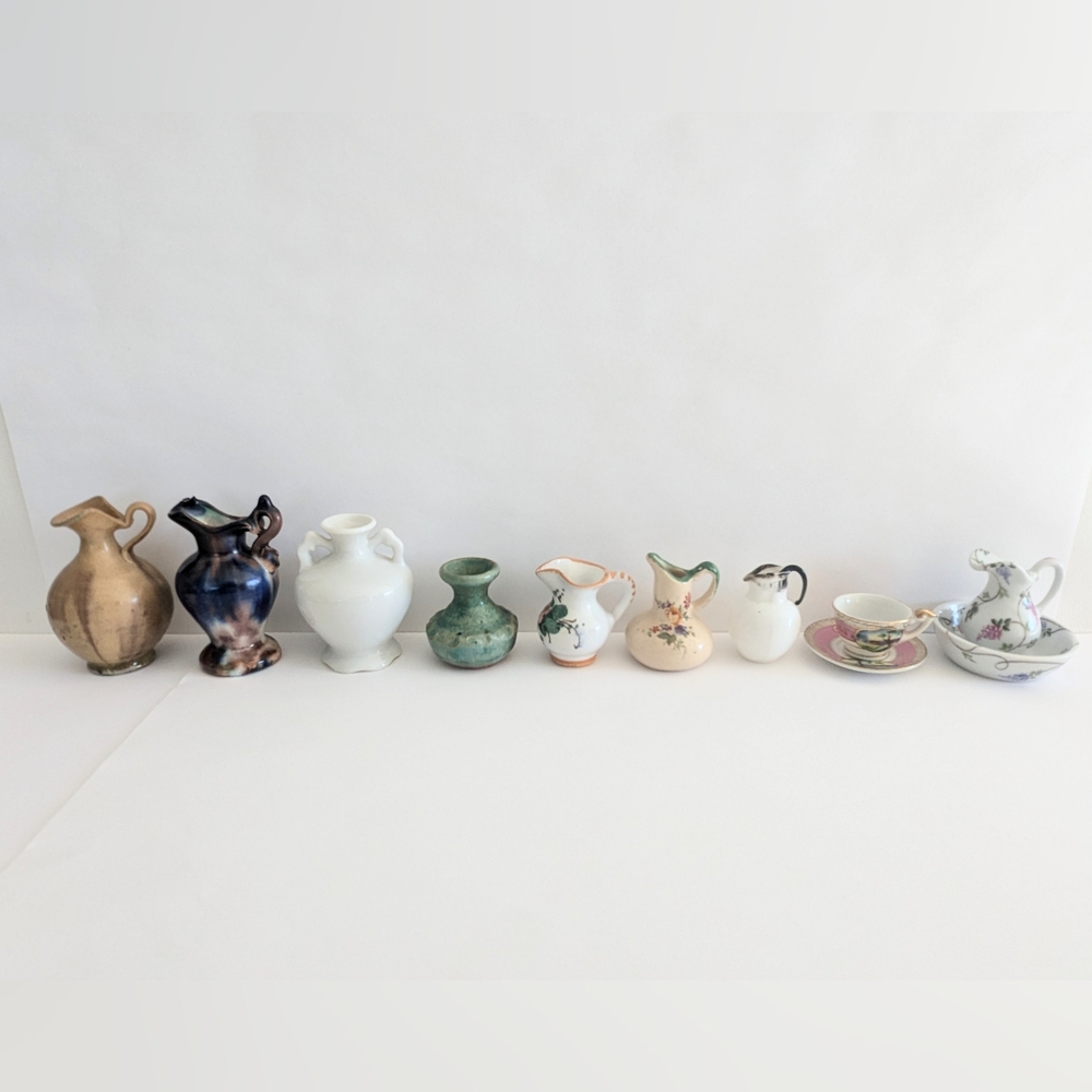 Collection of Vintage Miniature Vessels; Set of 9; Various Sizes